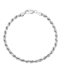 Italian Silver Solid Rope Chain Bracelet in Sterling Silver
