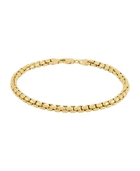 Italian Silver Solid Box Chain Bracelet in 18k Gold-Plated Sterling Silver