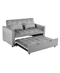 Streamdale Furniture Velvet Convertible Sleeper Sofa Bed with Metal Frame and Storage