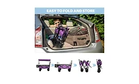 Mountaintop 480Lbs Collapsible Wagon with Canopy,7" All-Terrain Wheels, Purple Mosquito Net Wagon Stroller for Camping, Shopping, Sports, Garden