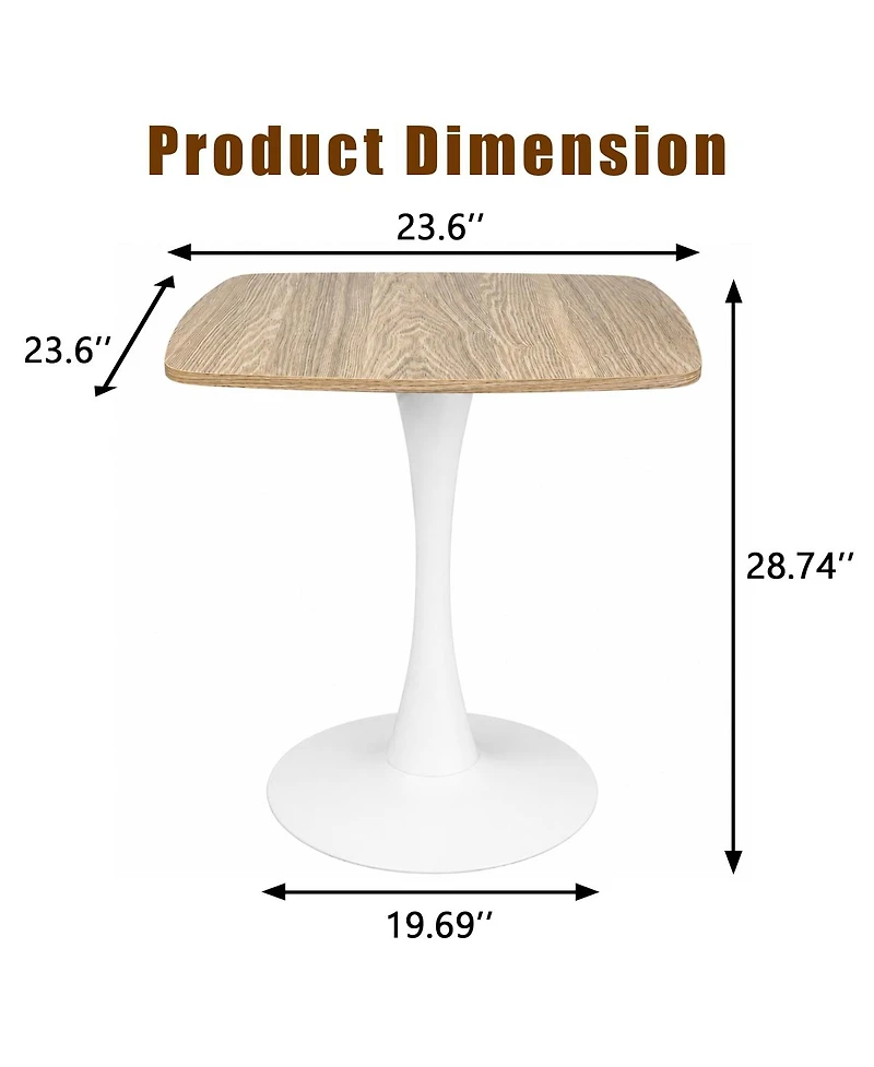Streamdale Furniture Square 24" Mid-Century Modern Tulip Dining Table, Faux Oak