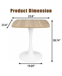 Streamdale Furniture Square 24" Mid-Century Modern Tulip Dining Table, Faux Oak