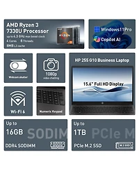 Hp Essential 255 G10 15.6" Fhd Wi-Fi 6 Windows 11 Pro Laptop