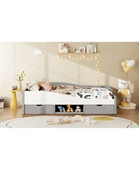 Streamdale Furniture Twin Size Upholstered Daybed Frame with 2 Storage Drawers