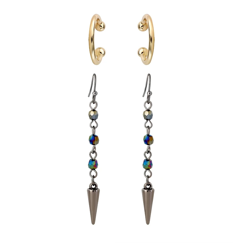 K-Pop Demon Hunters Rumi Ear Cuff and Drop Earrings Set Official License, Gold-Tone Cuffs and Black Earrings