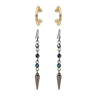 K-Pop Demon Hunters Rumi Ear Cuff and Drop Earrings Set Official License, Gold-Tone Cuffs and Black Earrings