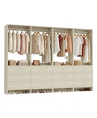 24" 4PC Freestanding Closet Organizer System with Hanging Rods and Drawers