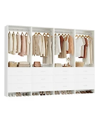 24" 4PC Freestanding Closet Organizer System with Hanging Rods and Drawers
