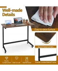 Sugift C-Shaped Mobile Side Table with Tablet Slot and Rolling Casters