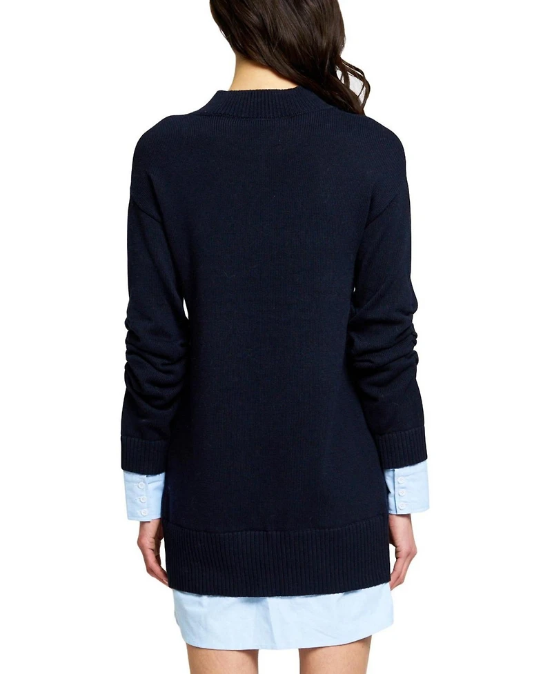 Central Park West Women's Coen Twofer Long-Sleeve Mock-Neck Sweater Dress