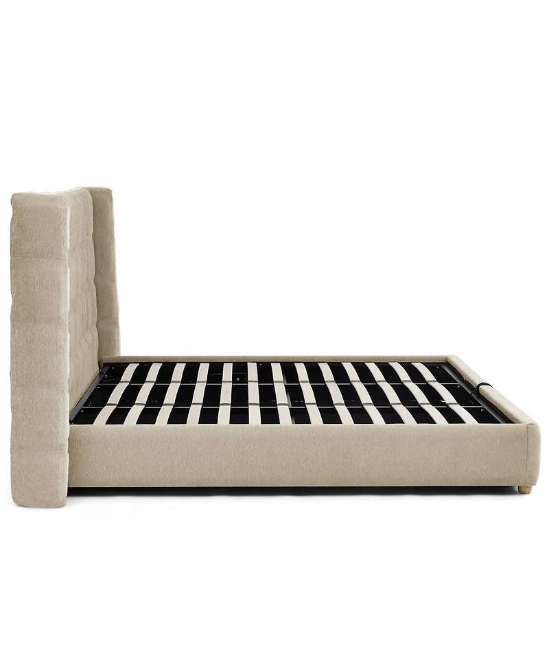 Streamdale Furniture Size Waffle Wingback Gas Lift Storage Bed