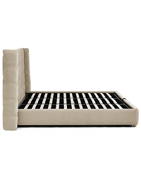 Streamdale Furniture Size Waffle Wingback Gas Lift Storage Bed