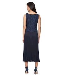 Alex Evenings Petite Square-Neck Textured Midi Dress and Jacket Set