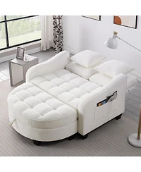 Streamdale Furniture Two-Seater Sofa Chaise with Storage Footrest and Pillows