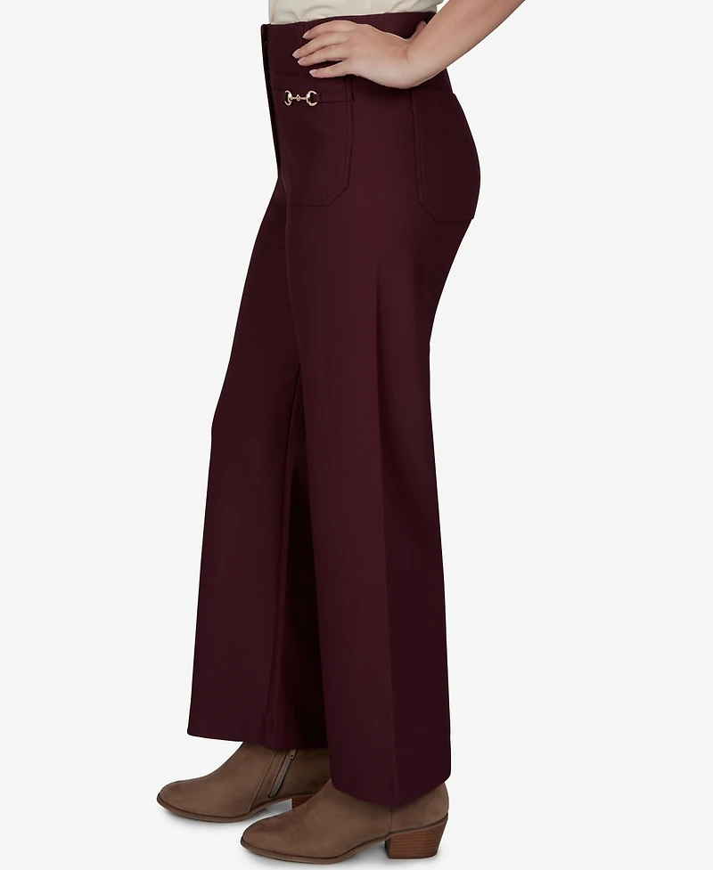 Ruby Rd. Petite Solid Pique Wide Leg Pull-On Pants