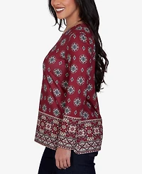 Ruby Rd. Petite Medallion Long-Sleeve Knit Top