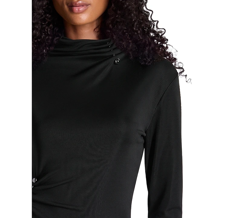 Kenneth Cole Women's Long-Sleeve Cowl Neck Mini Dress