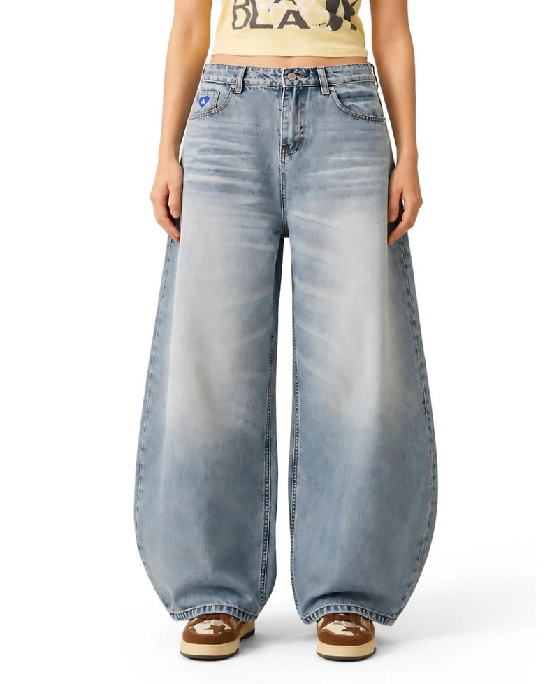 Aelfric Eden Women's Baggy Barrel High-Rise Wide-Leg Washed Jeans