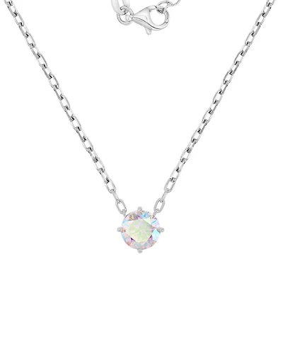 Macy's Rhodium Over Sterling Silver Aurora Borealis Round Cubic Zirconia Necklace