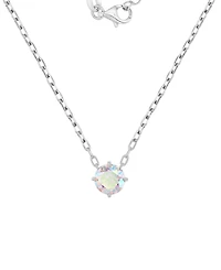 Macy's Rhodium Over Sterling Silver Aurora Borealis Round Cubic Zirconia Necklace
