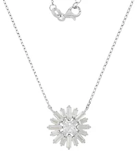 Macy's Rhodium Over Sterling Silver Baguette and Princess Cut Cubic Zirconia Sunshine Necklace
