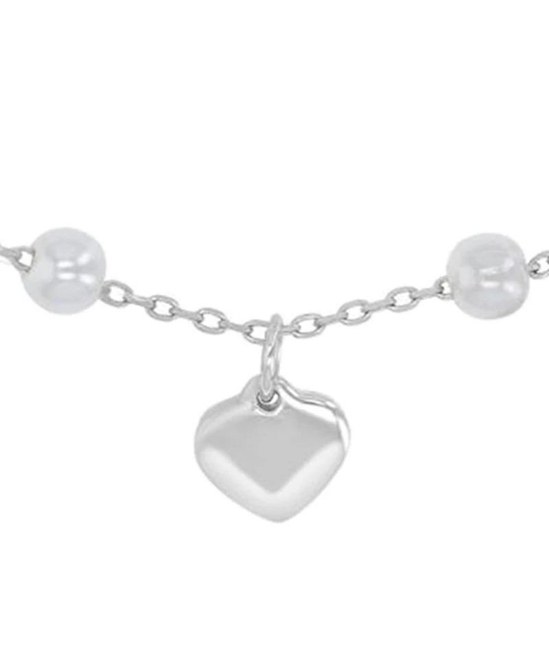 Macy's Rhodium Over Sterling Silver Cultured Pearl Station Bracelet