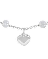 Macy's Rhodium Over Sterling Silver Cultured Pearl Station Bracelet