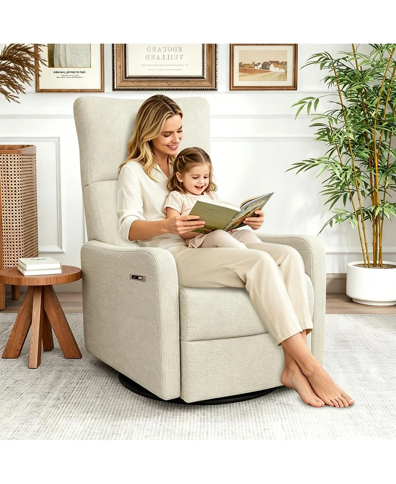 Streamdale Furniture Power Swivel Recliner Chair, Small Glider for Nursery and Living Room