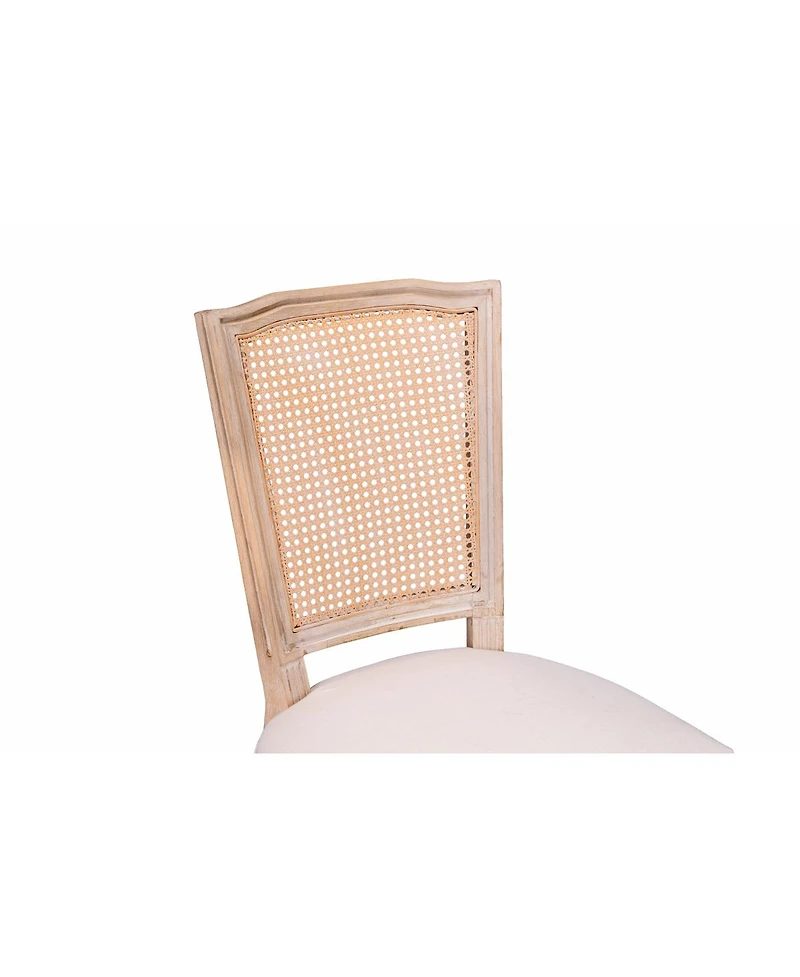 Streamdale Furniture French Country Upholstered Dining Chairs with Rattan Back, Set of 2