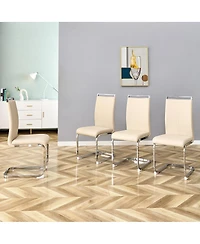 Streamdale Furniture Set of 4 Champagne Pu Upholstered Modern Dining Chairs