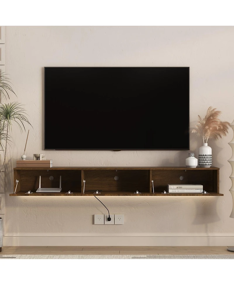 Streamdale Furniture 69" Led Floating Tv Stand Wall Mounted Entertainment Center for 55-65" Tv