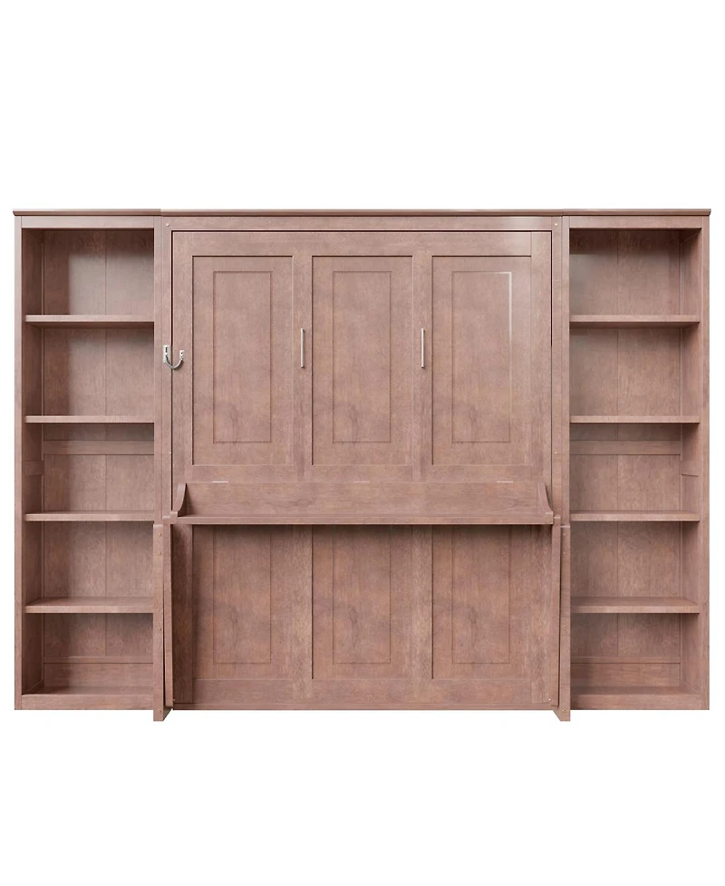 Streamdale Furniture Queen Size Murphy Bed with Desk Bookshelf