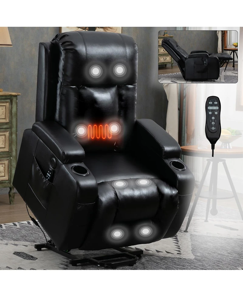 Streamdale Furniture Heavy Duty Power Lift Recliner with Massage, Heating and Usb