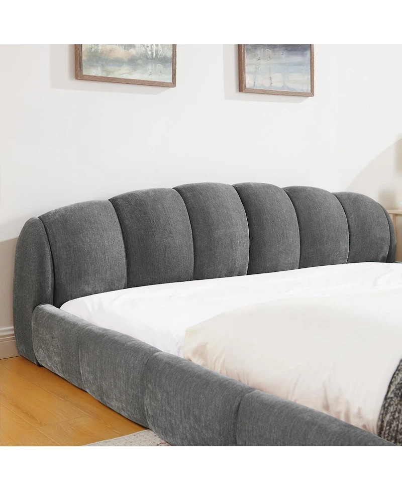 Streamdale Furniture King Size Elegant Chenille Upholstered Platform Bed Frame