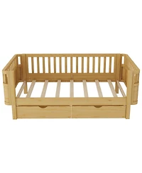 Streamdale Furniture Twin Size Wood Platform Bed with Rails for Kids
