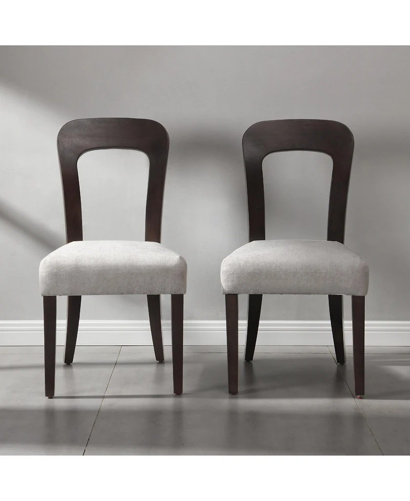 Flynama Set of 2 Chenille Fabric Dining Chairs, Rubber Wood Legs 330 Lbs Weight Capacity