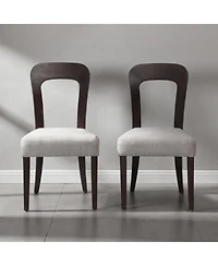 Flynama Set of 2 Chenille Fabric Dining Chairs, Rubber Wood Legs 330 Lbs Weight Capacity