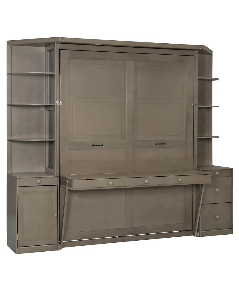 Streamdale Furniture Queen Murphy Bed with Desk and Storage Shelves
