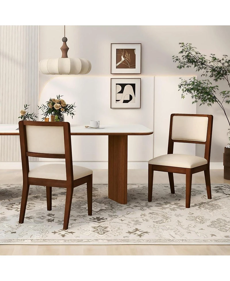 Streamdale Furniture Set of 2 Upholstered Rubber Wood Dining Chairs
