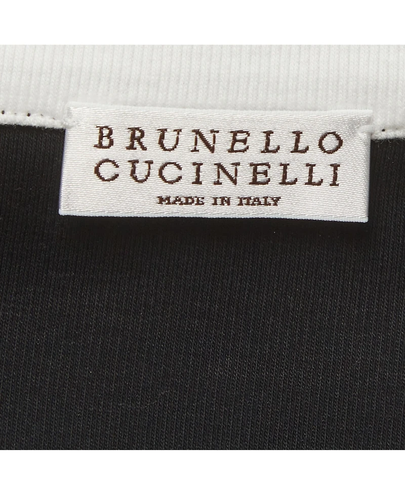 Pre-Owned Brunello Cucinelli Women's Monili-Trimmed V-Neck Stretch-Cotton Top