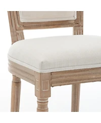 Streamdale Furniture Farmhouse Solid Wood Dining Chairs, Linen Seat, Set of 2
