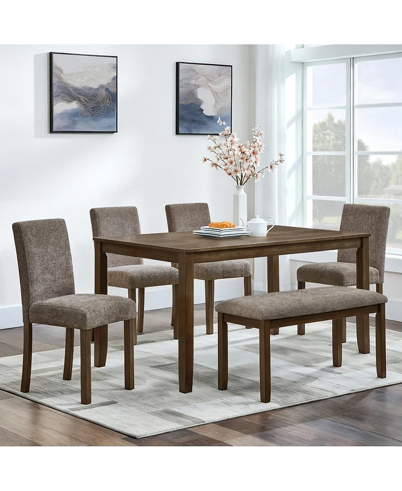Streamdale Furniture Wooden Dining Chairs Set of 4, Walnut with Padded Seats