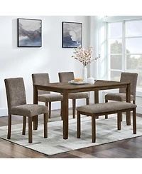 Streamdale Furniture Wooden Dining Chairs Set of 4, Walnut with Padded Seats