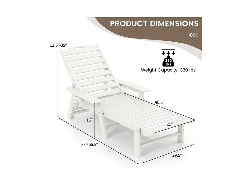 Boyel Living Patio Chaise Lounge Chair with 4 Position Backrest
