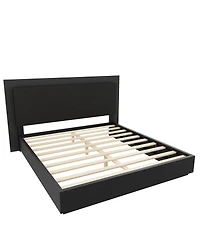 Streamdale Furniture Platform Bed Frame with Headboard and Led Light, Wood Slat Support, Queen