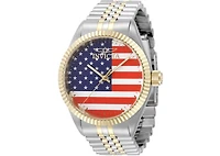 Invicta Specialty 50421 Men's 43mm Quartz Watch - Red, White and Blue Dial, Two-Tone Gold and Steel Bracelet
