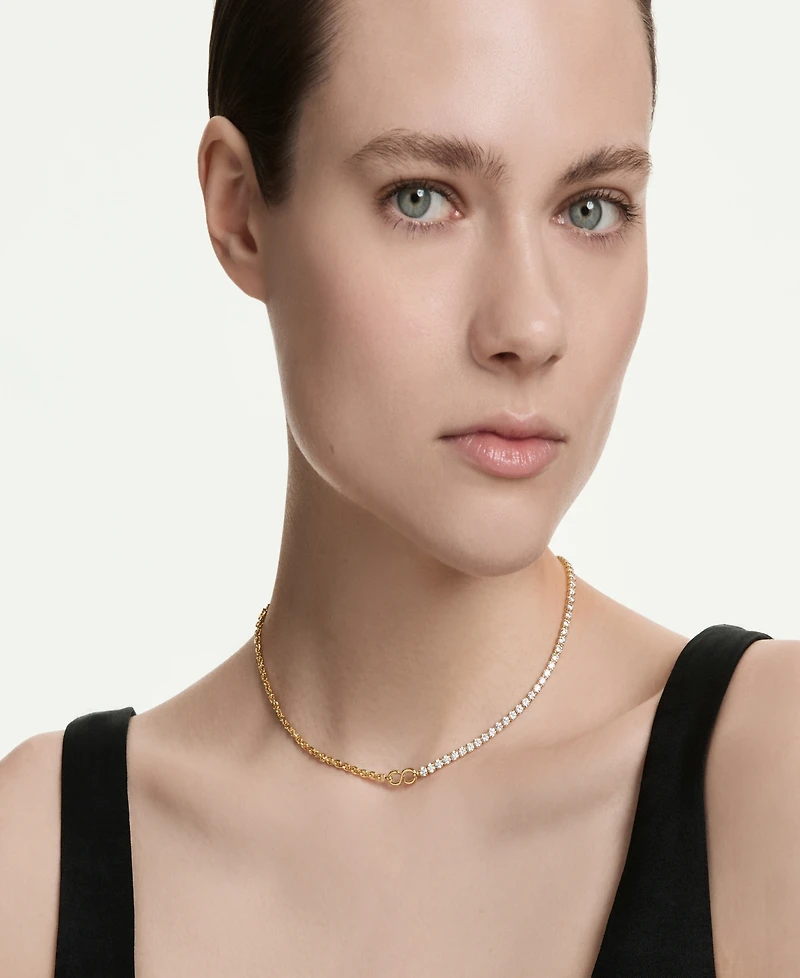 Swarovski Gold-Tone Plated White Crystals Necklace