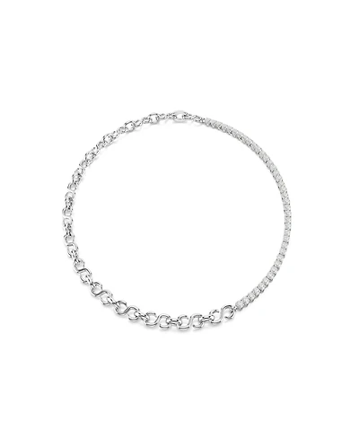 Swarovski Sterling Silver-Plated White Crystals Necklace