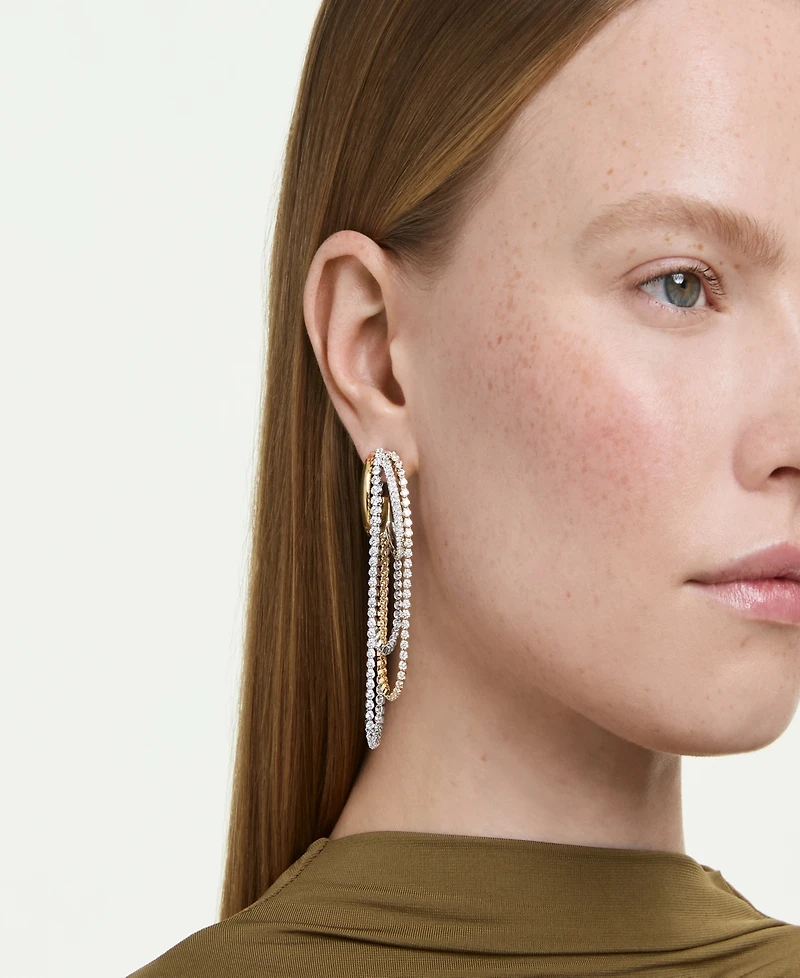 Swarovski Gold-Tone and Sterling Silver-Plated White Crystals Earrings