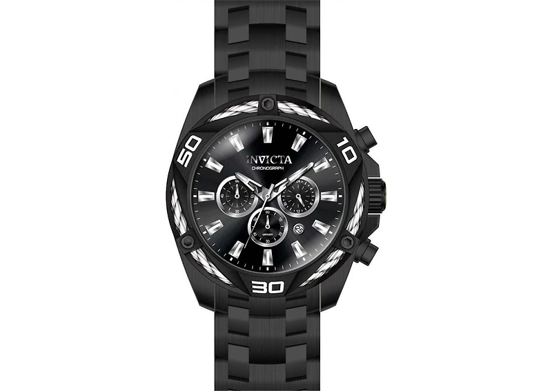 Invicta Bolt 34136 Men's 50mm Quartz Chronograph Watch - Black Dial, Black Stainless Steel Bracelet